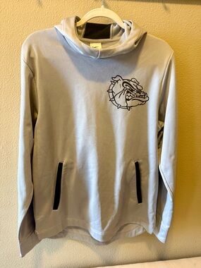 Nike Light Gray Pullover Hoodie with Bulldog Chest Graphic